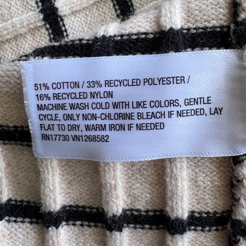 Universal Thread NWT Ivory & Black Striped Full Zip Sweater w/Wide Collar, XL - Picture 6 of 6
